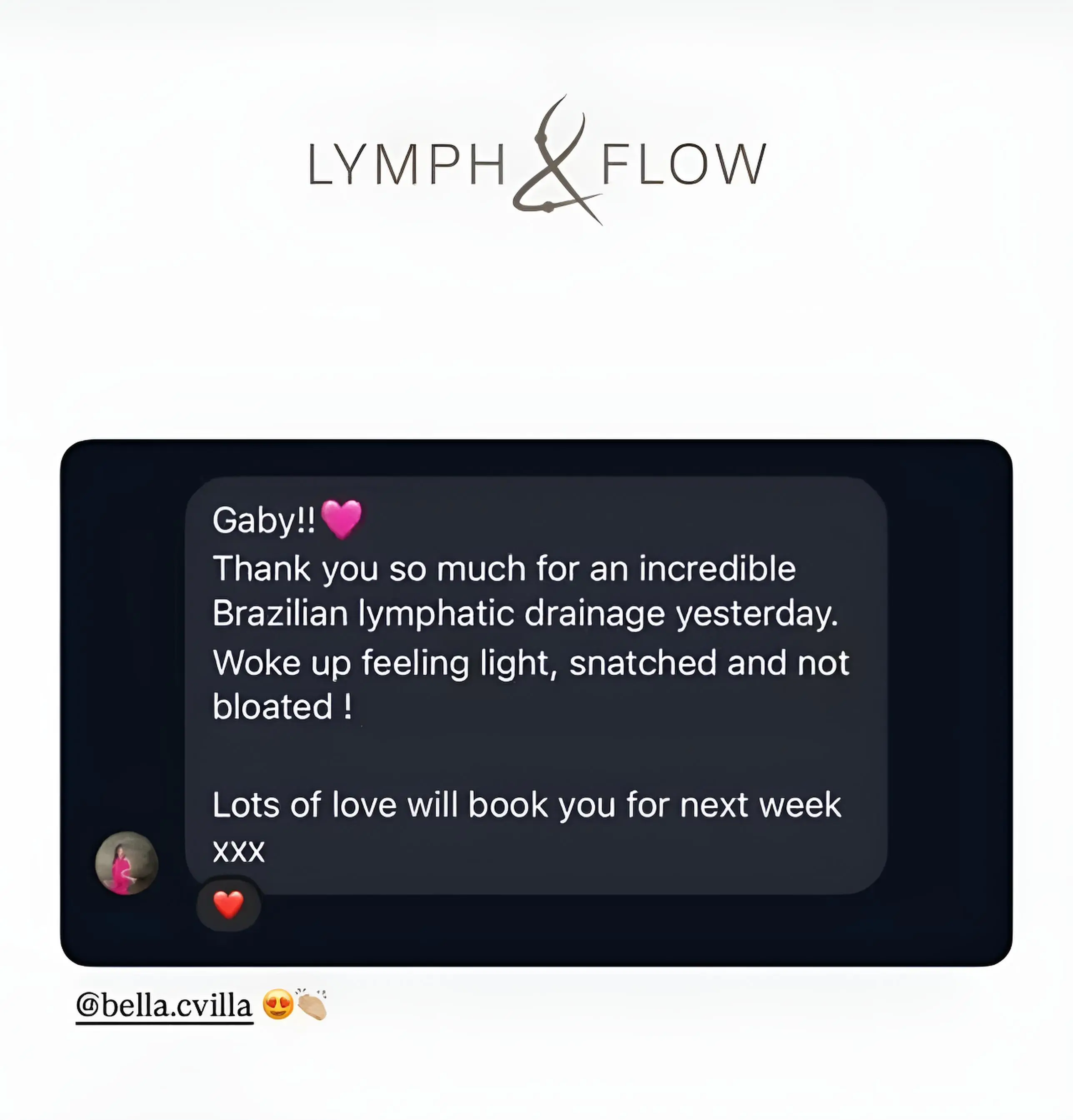 WhatsApp screenshot from Nadine about Face and Body session - client praised premium experience, calm professional atmosphere, and visible results