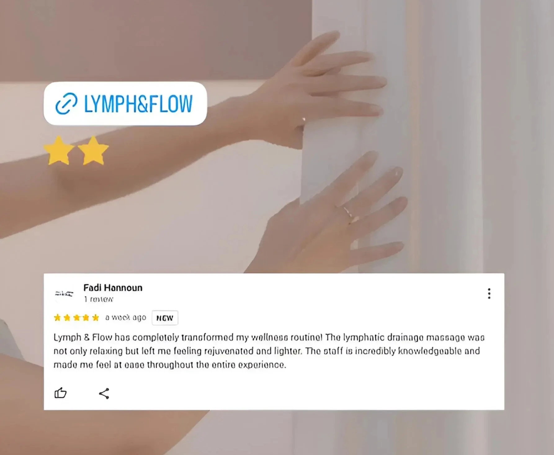 WhatsApp screenshot from Amna about body sculpting - client noticed visible difference in how light and sculpted body looked, felt luxurious and reassuring